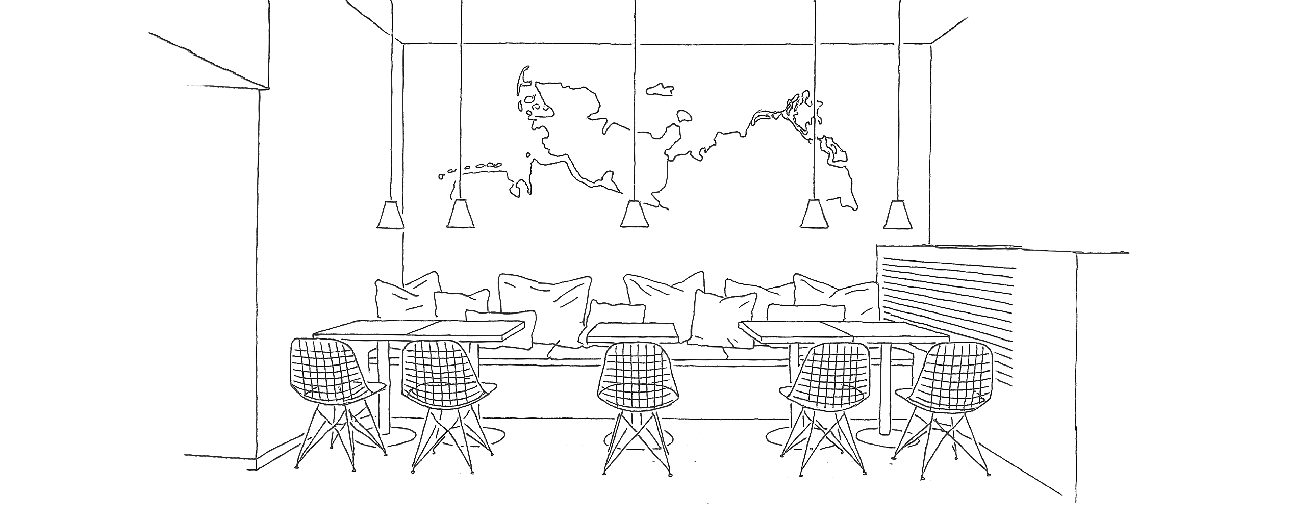 Innenraumgestaltung Restaurant Jools Hamburg – klare Struktur und reduzierte Materialien